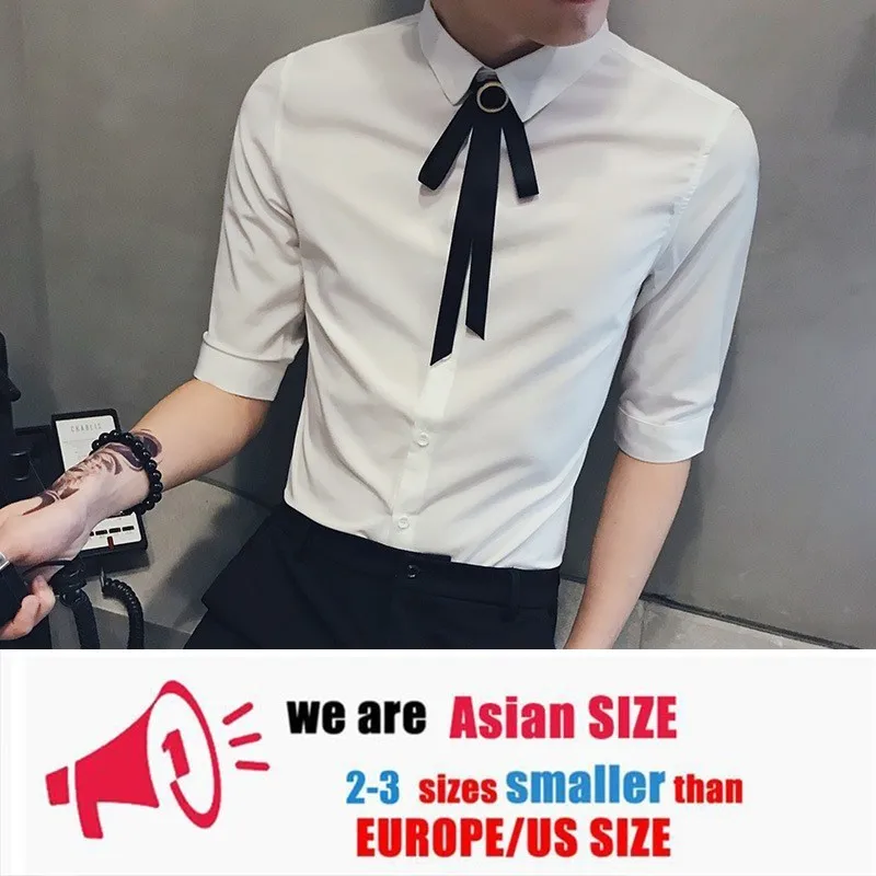 Camisa Masculina, мужская рубашка с коротким рукавом,, мужская повседневная приталенная рубашка, свадебные рубашки, смокинги для ночного клуба, рубашки, Chemise Homme - Цвет: white