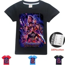Мстители завершающей футболка Капитан Америка Футболка "Марвел" Халк, Железный человек, танос Рубашка с принтом Человека-паука Одежда для мальчиков, для детей