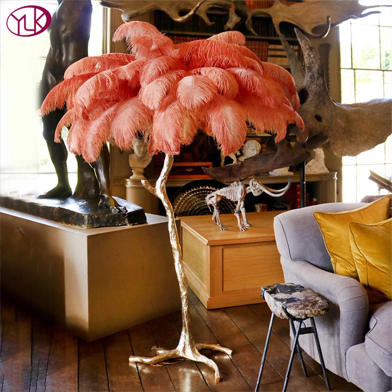 Новый перьевой напольный светильник роскошный для гостиной спальни