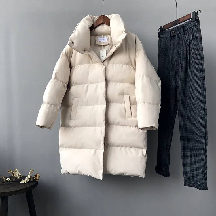 Luzuzi новая зимняя куртка с капюшоном и длинным рукавом, однотонная, с хлопковой подкладкой, теплая, свободная, длинная, пуховик, Женская парка, пальто