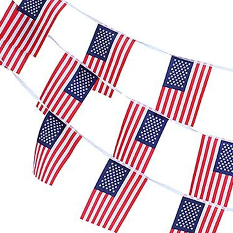 10m 30 pcs American Flag String Bunting Flag Garland Home Garden Decoration