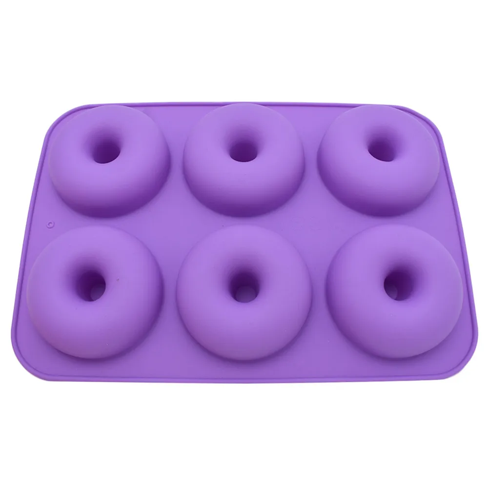 6-силиконовые полости пончик форма для выпечки пончик DIY пончик формы для выпечки формы для шоколада украшения сумки инструмент для выпечки - Цвет: light purple