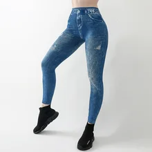 

Women's Imitation Denim Leggings Summer Leggings Jeggings Skinny Blue Jegging Denim Pants Leggins Mujer Dropshipping 2021 New