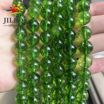 

100% Natural Green Peridot Stone Beads Round Loose Spacer Beads For Jewelry Making Diy Charm Bracelet 15”Strand 4/6/8mm