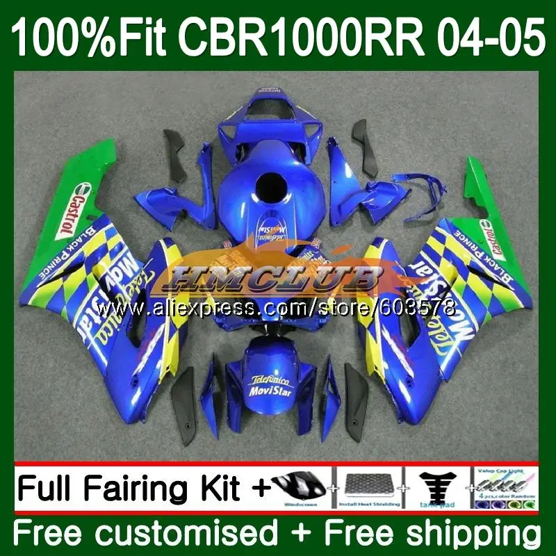 Инъекции для HONDA CBR 1000RR CBR1000 RR 2004 2005 OEM тела 81CL. 25 CBR 1000 RR CBR1000RR 04 05 Fit Movistar синие обтекатели