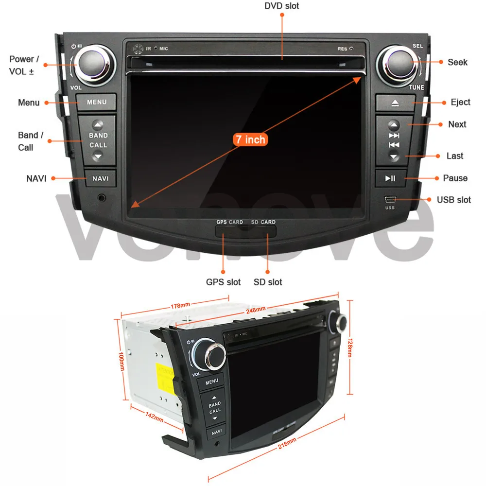 Best 7" Quad Core Car DVD Player for Toyota Rav4 RAV 4 Android 9.1 2din Car Radio Audio Video Auto Stereo GPS Navigation WIFI 16
