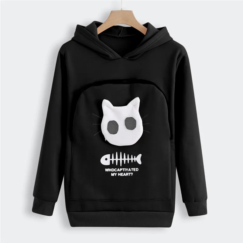 Jaycosin женская блузка Blusas Топ Горячая Женская толстовка мешок с нарисованным животным капюшоном топы переноска кошка дышащий пуловер блузка Camisas Mujer