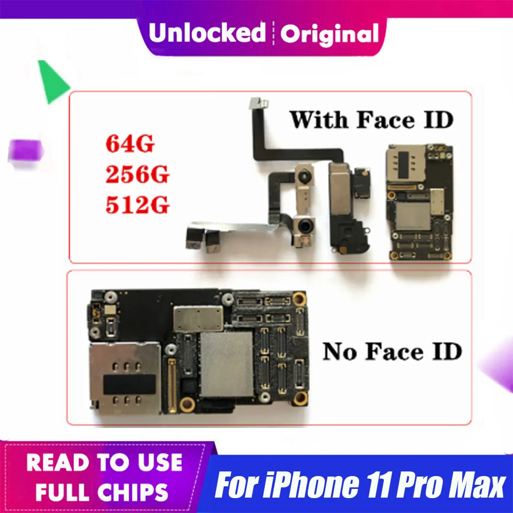 100% оригинальная разблокированная материнская плата для iPhone 11 PRO MAX с/без Face ID