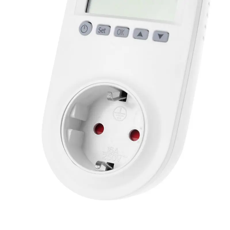 Programmable Plug in Thermostat EU Socket 16A Electric Heating Underfloor Room Temperature Controll