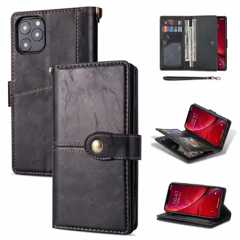 

Multifunction wallet Stand leather Flip Cover For iPhone 6 7 8 Plus Fashion Solid color Strap Case For iPhone 11 Pro X XR XS Max
