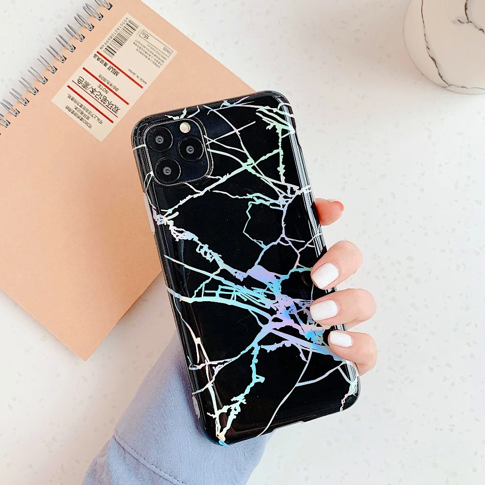 Case For iPhone 11 Pro Max 11 Pro Cover Luxury Shiny Laser Crack Marble Gradient Funda For iPhone X Xr Xs Max 6S 7 8 Plus Cases (2)