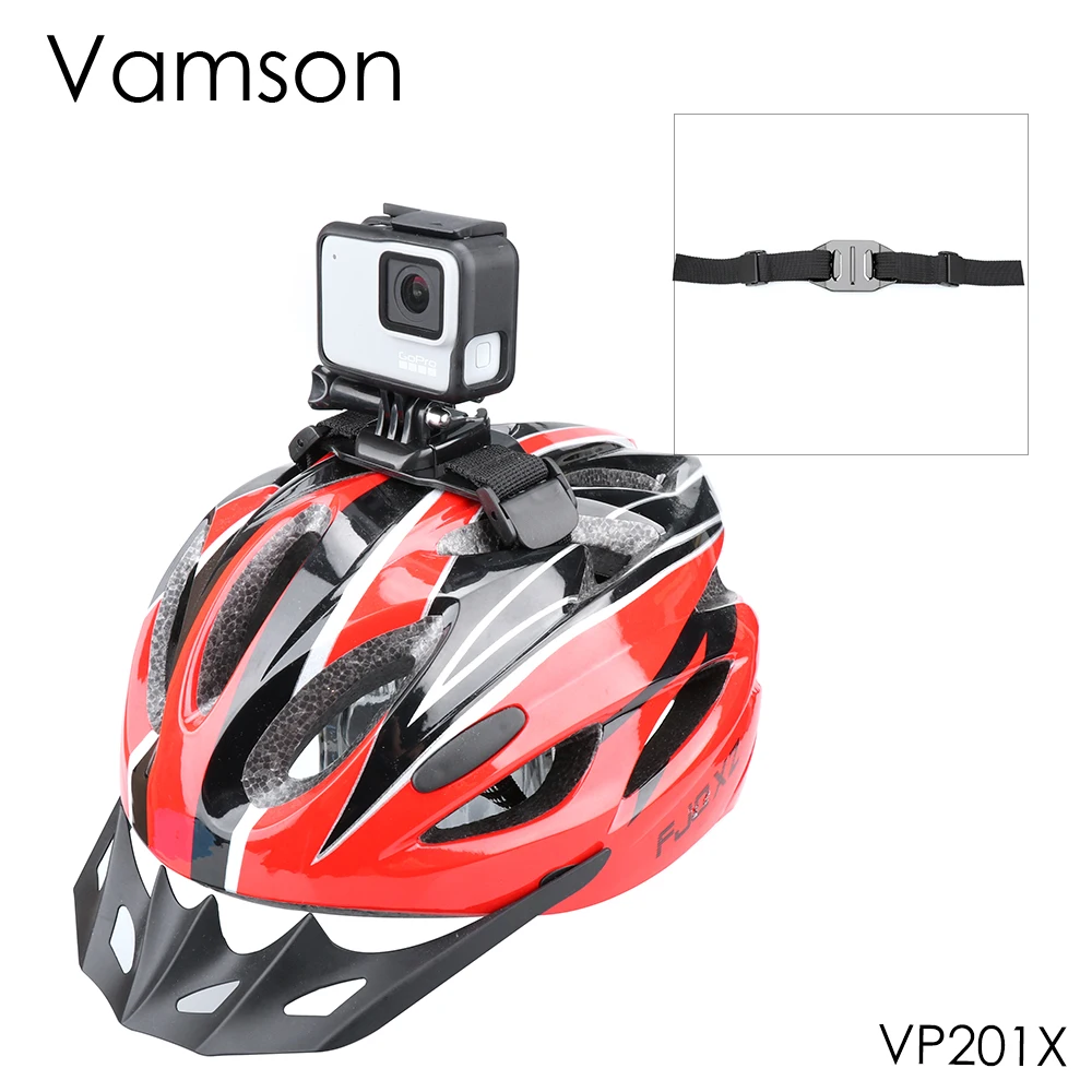 

Vamson Adjustable Bike Helmet Strap Head for GoPro Hero 7/6/5/4 Belt Mount Holder Adapter for OSMO Action Xiaomi Yi 4K VP201X