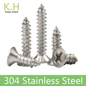 

50pcs M1 M1.2 M1.4 M1.7 M2 M2.6 M3 M3.5 M4 Mini 304 stainless steel Cross Phillips Flat Countersunk Head Self-tapping Wood Screw