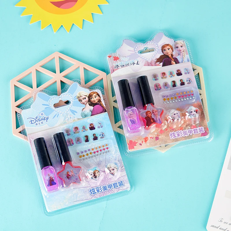 Disney Frozen 2 princesse ongles autocollants ensemble de jouets lavable vernis à ongles Sofia poney semblant jouer jouets enfants filles maquillage jouet cadeau