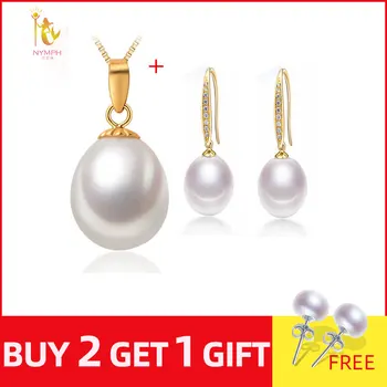 

[NYMPH] Pearl Jewelry Set Natural Freshwater Pearl Necklace Pendant Drop Earrings Fine Party Christmas Gift Girl Women [tz1031]