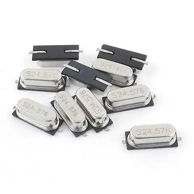 

10 Pcs HC-49S 24.576MHZ 20PF 2-Terminal SMD Crystal Oscillators Silver Tone