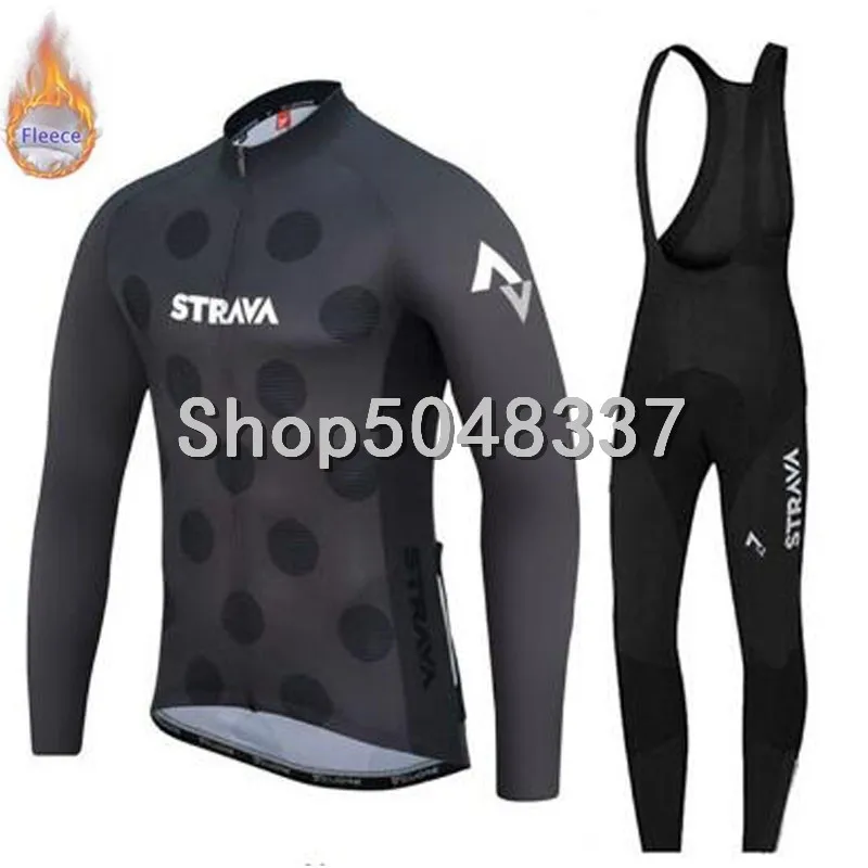 Ropa Ciclismo STRAVA Мужская велосипедная одежда с длинным рукавом MTB велосипед рубашки с бретелями брюки зимний термальный флис Велоспорт Джерси