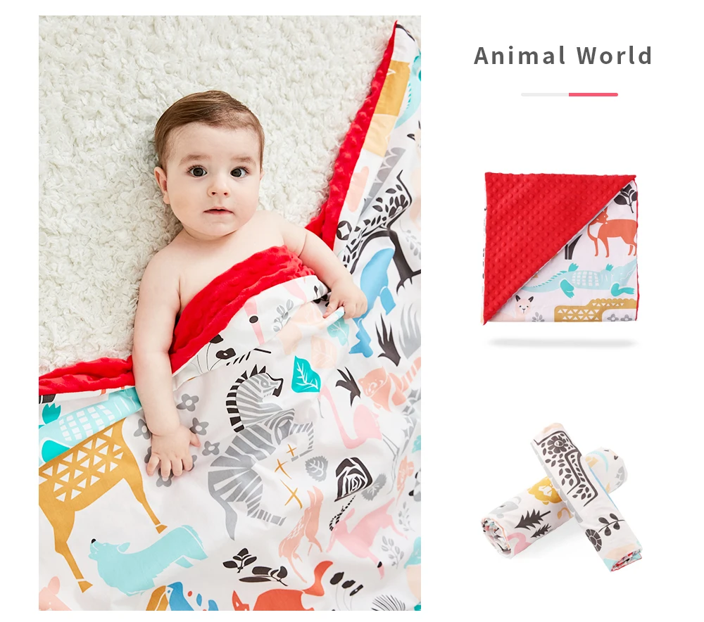 Soft Breathable New Cotton Cartoon Baby Blanket Beanie Kids Quilt Peas Blanket For Pram Baby Carriage Stroller Covers