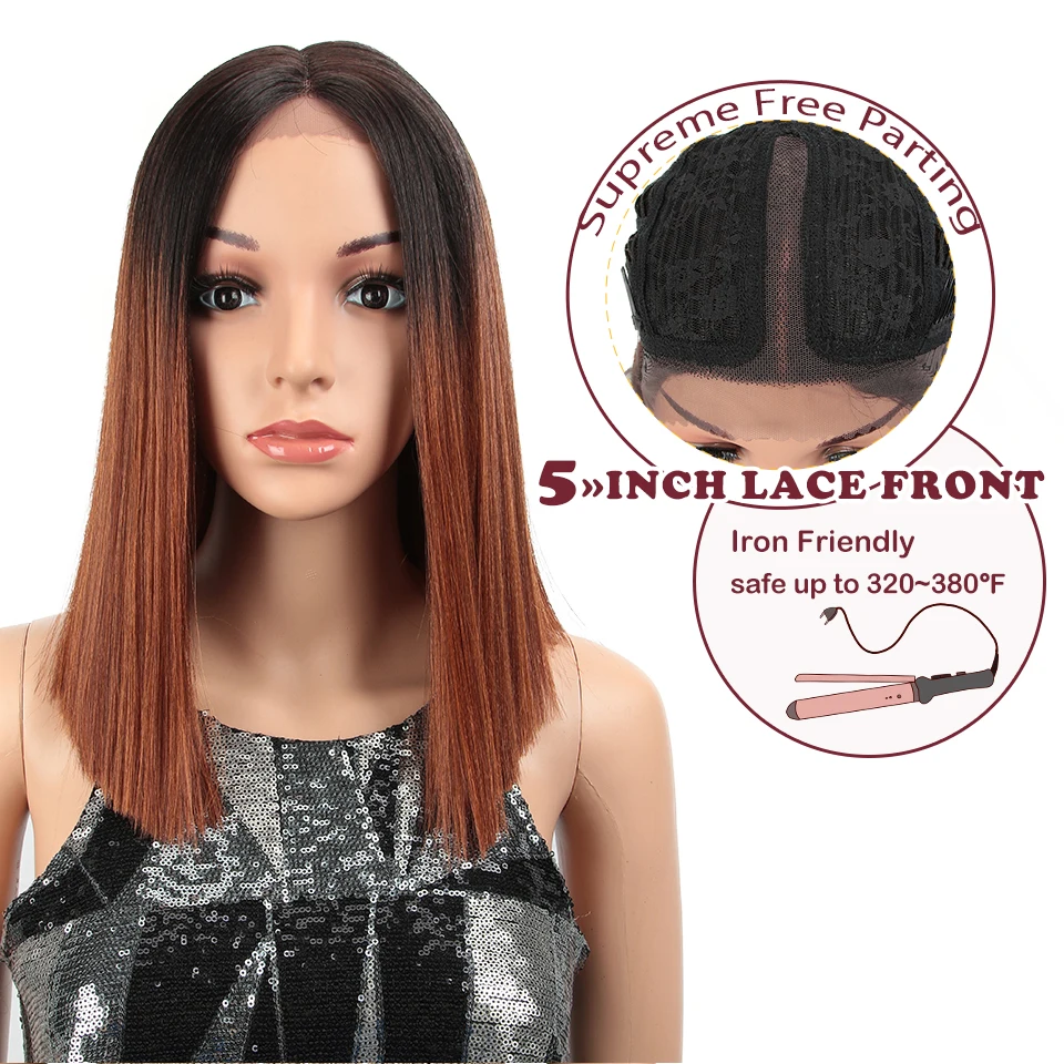 

MAGIC Straight Synthetic Hair Lace Front And T Part Wig 14 Inch Wigs Ombre Wigs Colors Choice Cosplay Wig Free Shipping