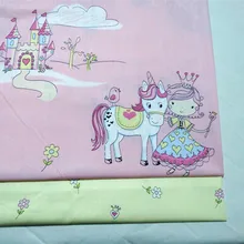 160*100 см, хлопок, ткань с принтом принцессы, для маленьких девочек, с замком лошади, хлопок, саржевая ткань, сделай сам, для шитья, Лоскутная Ткань, простыня