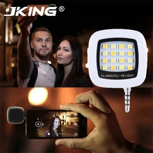 JKING портативный Перезаряжаемый Selfie Flash СВЕТОДИОДНЫЙ светильник для камеры для iPhone Подходит для всех 3,5 мм аудио разъем для наушников