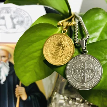 

2020 Catholic Saint Benedict Medal Medallion Necklaces For Women Religion Jesus San Benito Pendant Jewelry Gift