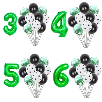 

12pcs Soccer Football Foil Balloons 32inch Green Number balls baby boy Birthday Party Decorations Celebration Kids latex Toys
