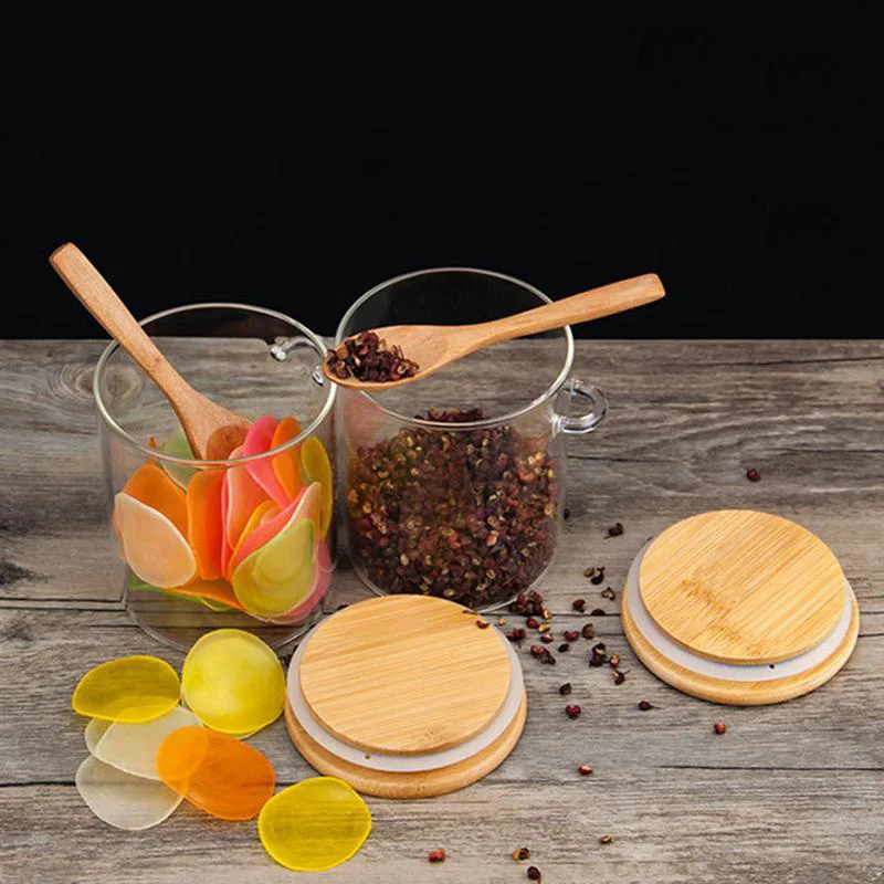 

Food Storage Glass Jar Clear Sealed Canister Container with Lid and Spoon for Loose Tea Salt Sugar Coffee Bean Preservation