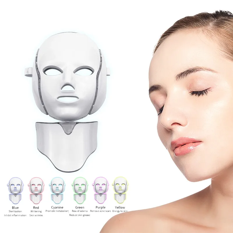 

Beauty Led Face Mask LED Photon Facial Mask 7 colors Light Therapy for Beauty Rejuvenation Wrinkle Acne Removal moisturizing Spa