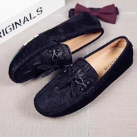 Hot Sale Brand Men Loafers Genuine Leather Suede Men's Casual Shoes Moccasins Slip on Boat Shoes Fashion Tassel Driving Flats