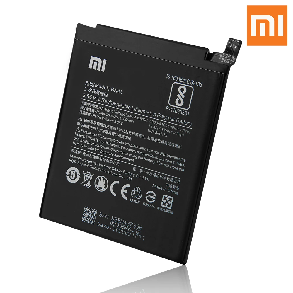 Xiao Mi оригинальная запасная батарея для телефона BN43 Xiaomi Note4X Redmi Note 4X стандартная