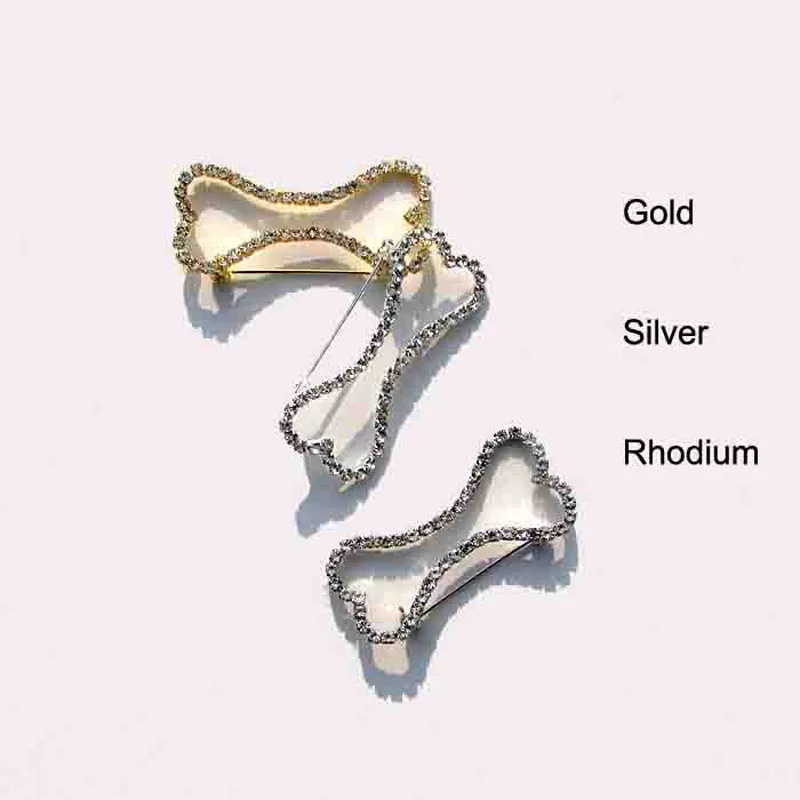 New Rhinestone 2sized Unisex Dog Bone Charm Fashion Bar Pin Brooch Ornament Jewelry Accessories 6pcs lot New free shipping