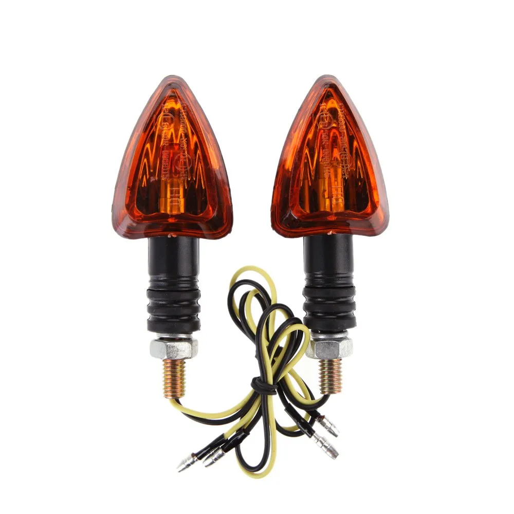 

Hot New 2pcs 12v Mini Motorcycle Motorbike Turn Signal Indicators Arrow Carbon Amber Light