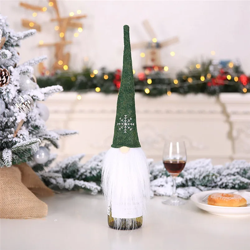 Christmas Champagne Bottle Cover Dress Up Decoration Christmas Decorations For Home Faceless Doll New Year Gift Navidad 40AUG262