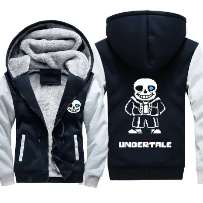 Мужская Утепленная Толстовка undertale sans man cosplay с принтом на молнии, куртка, зимние толстовки, пальто, длинный рукав, повседневная с капюшоном - Цвет: Слоновая кость