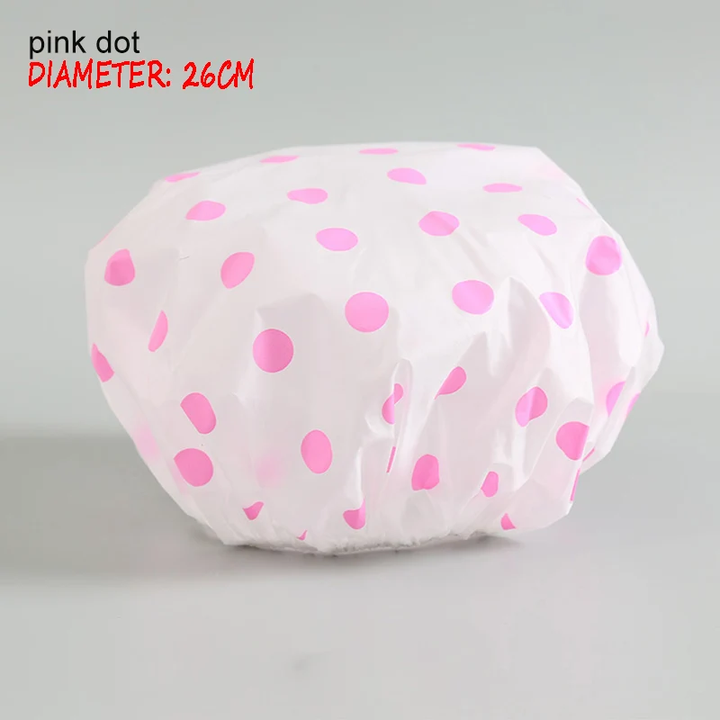 pink dot Душ Кепки уплотненные теплые леггинсы с эластичной резинкой; ванна шляпа, шапочка для купания для Для женщин парикмахерский салон в горошек водонепроницаемые изделия для ванной комнаты Аксессуары для ванной комнаты - Цвет: pink dot