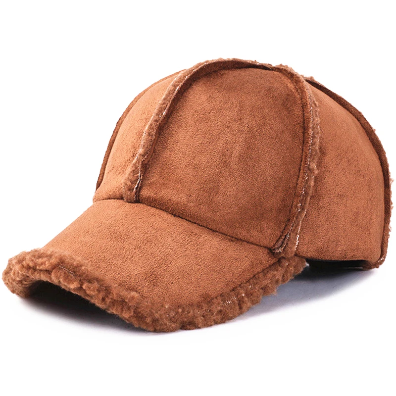 [NORTHWOOD] Женская мода Бейсболка Зимняя Шапка Snapback Теплые Шапки Папы Casquette Femme Установленный Размер Кепки 56-60 см - Цвет: Коричневый