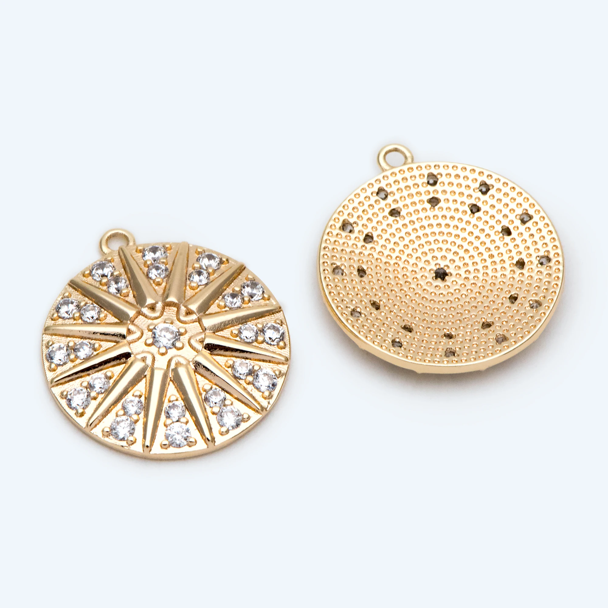 

Подвески с золотым солнцезащитным диском, подвески из латуни с покрытием из 18-каратного золота, с фианитом, для дисков, 4 шт.