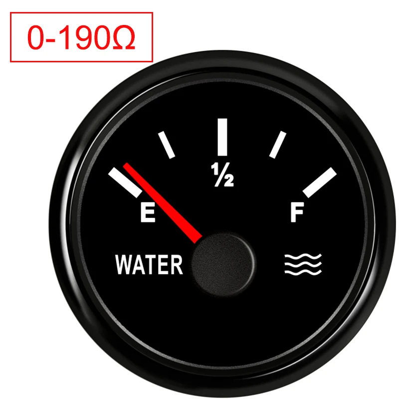 52 мм Датчик уровня воды 0-190ohm 240-33ohm из нержавеющей стали для лодки, Индикатор уровня воды, инструмент, Белый Черный инструмент - Цвет: BN-0-190 ohm