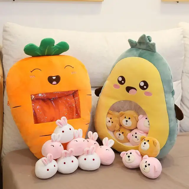 A Plushie Bag Pudding Stuffed Toy Mini Animal Ball Doll Penguin Avocado Fruit Banana Strawberry Cuddly Pillow For Nap Plush Gift 2