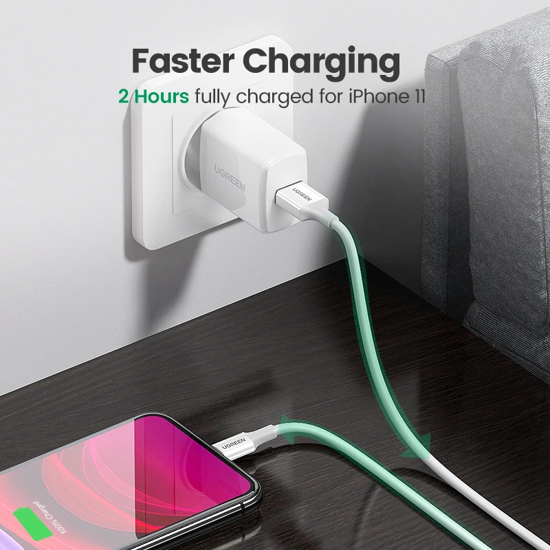 UGREEN MFi USB Cable for iPhone 12 mini 12 Pro Max 2.4A Fast Charging USB Charger Data Cable for iPhone X 11 8 USB Charge Cord