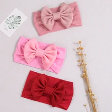 

Nylon Baby Turban Girls Headband Bow For Newborns Hair Bands Princess Accessories Infants Headdress Wide Head Wraps Photo Props