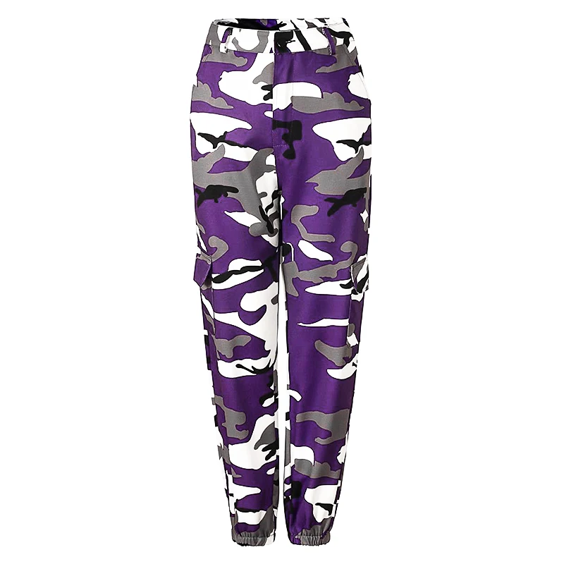 purple Модная женская камуфляжная форма, повседневные штаны, Униформа, боевой камуфляж, беговые штаны, окрашенные комбинезоны, джинсовые штаны-шаровары - Цвет: purple