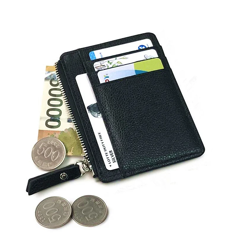 PURDORED 1 шт. металлический мужской кошелек Анти Rfid ID держатель для карт Чехол Мужской кошелек для монет женский мини карбоновый кредитный держатель для карт на молнии