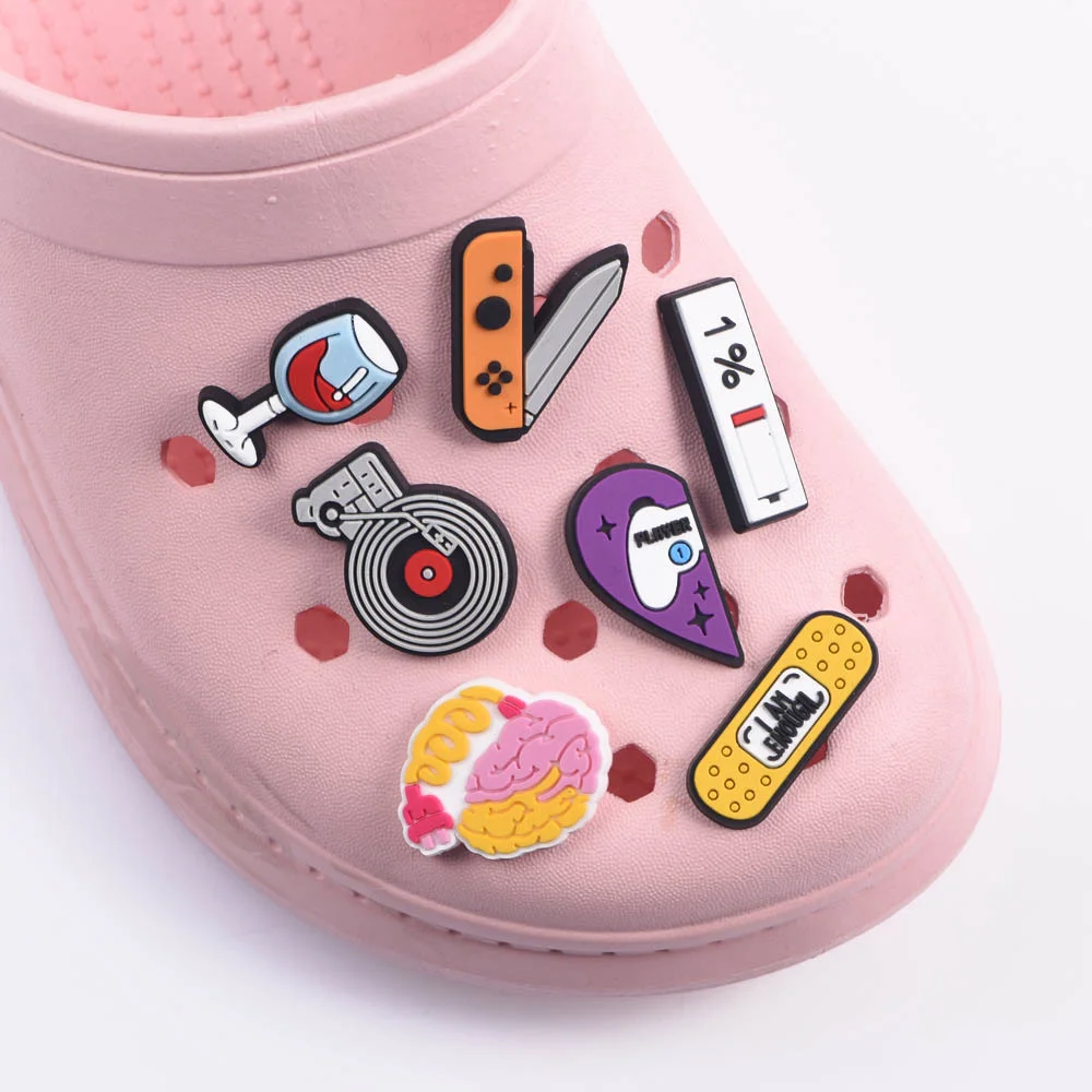 1 Pcs Music Croc Shoes Charms Camera Ticket Coffee Shoe Charm Accessories Cartoon Clog Shoes Musical Record Decoration Power Off