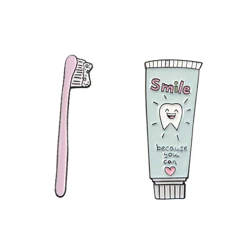 Brushing teeth Детский утренний эмалированный булавка для часов, кофейный рюкзак с изображением хлеба, броши, одежда с отворотом, булавка, смешная Повседневная бижутерия, подарок для друга - Окраска металла: Brushing teeth