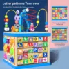 Wooden Bead Maze Activity Play Cube Activity Center Learn Puzzle Toy Colorful Wooden Bead Maze Roller Coaster Activity Cube Toys 4