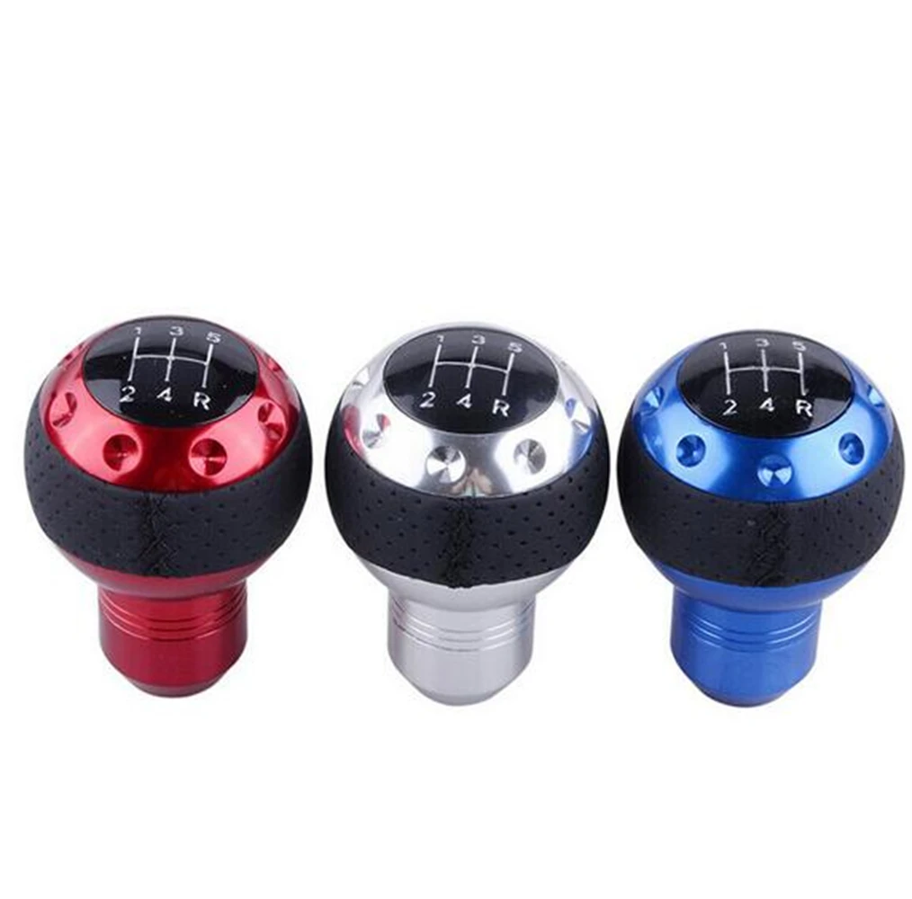 Universal Manual 5 Speed Car Ball Shape Car Aluminum Leather Gear