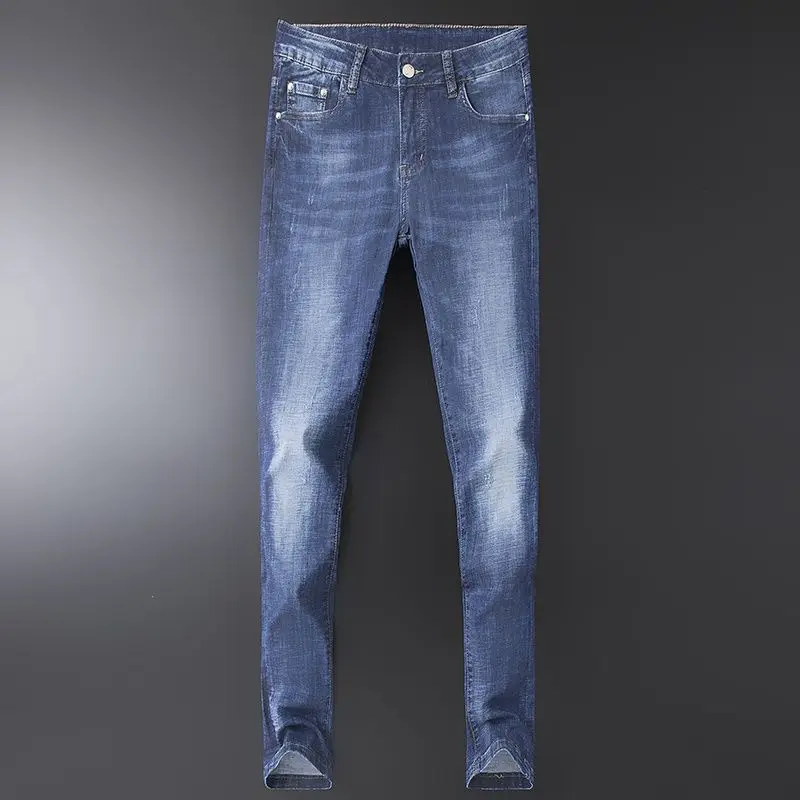 Summer Thin Jeans Men's Embroidered Slim Straight Trousers Waist Stretch Men's Pants