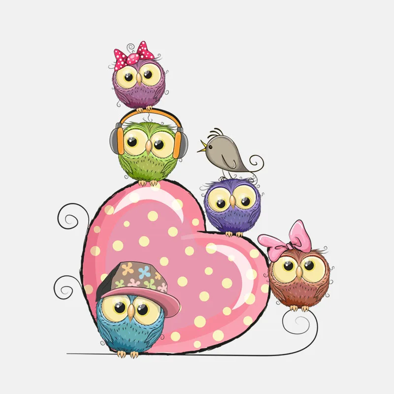

Creative Pink Heart Shape and A Group of Little Owls Car Sticker Window Vinyl Reflective Cover Scratches Waterproof PVC